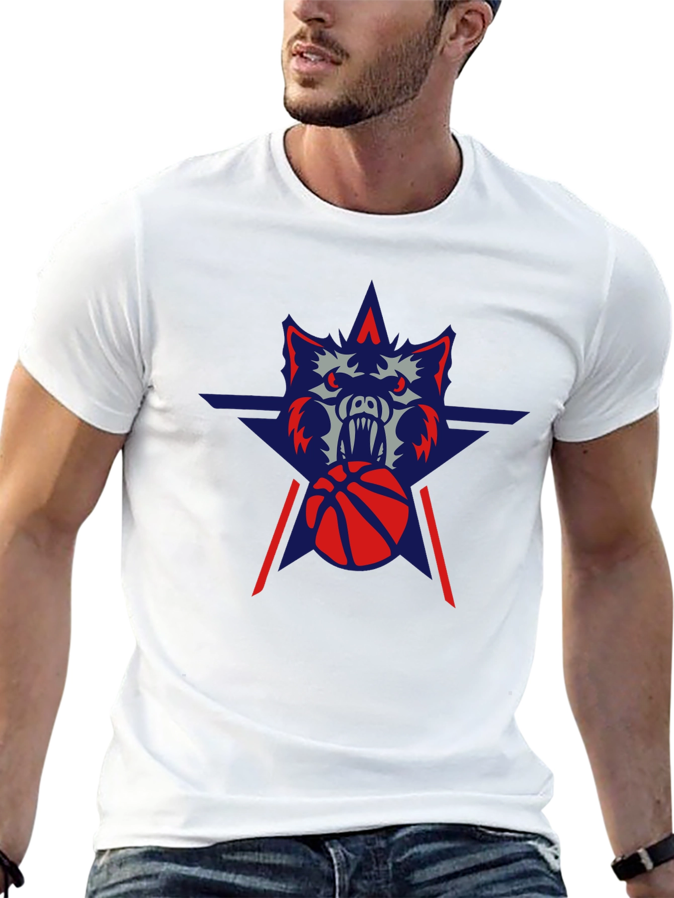 Wolf Basketball Graphic Tee - Black