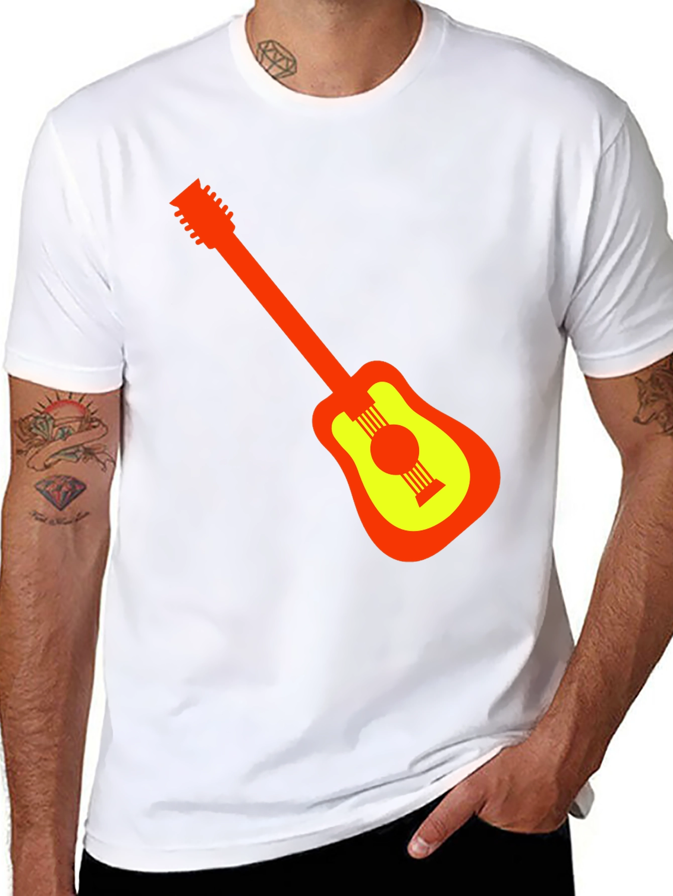 Guitar Graphic Black T-Shirt - Stylish Music Lover Tee