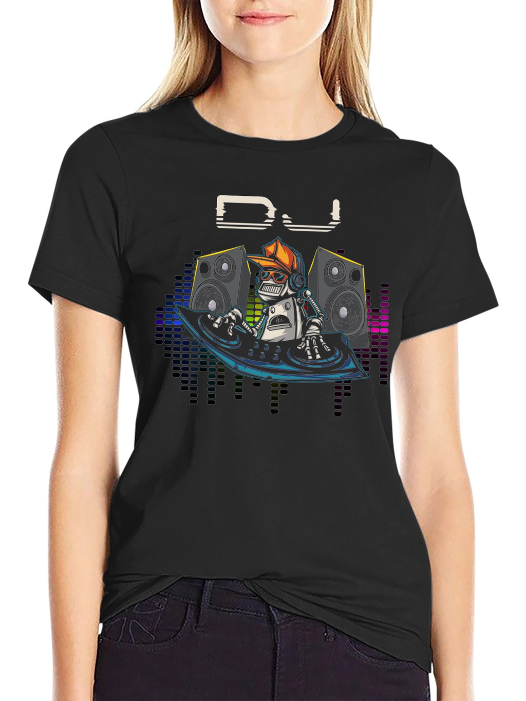 DJ Robot Graphic T-Shirt - Black Cotton Tee