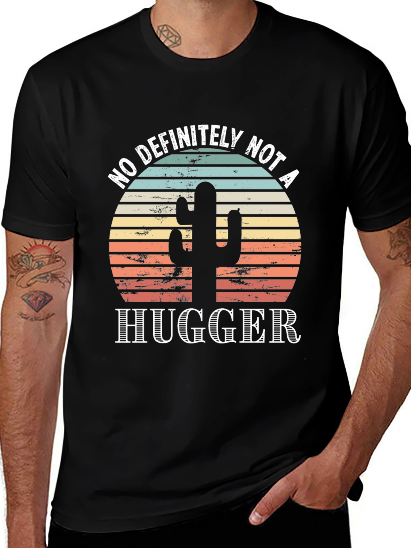 No Hugger Cactus Graphic Tee - Unisex Black Cotton T-Shirt