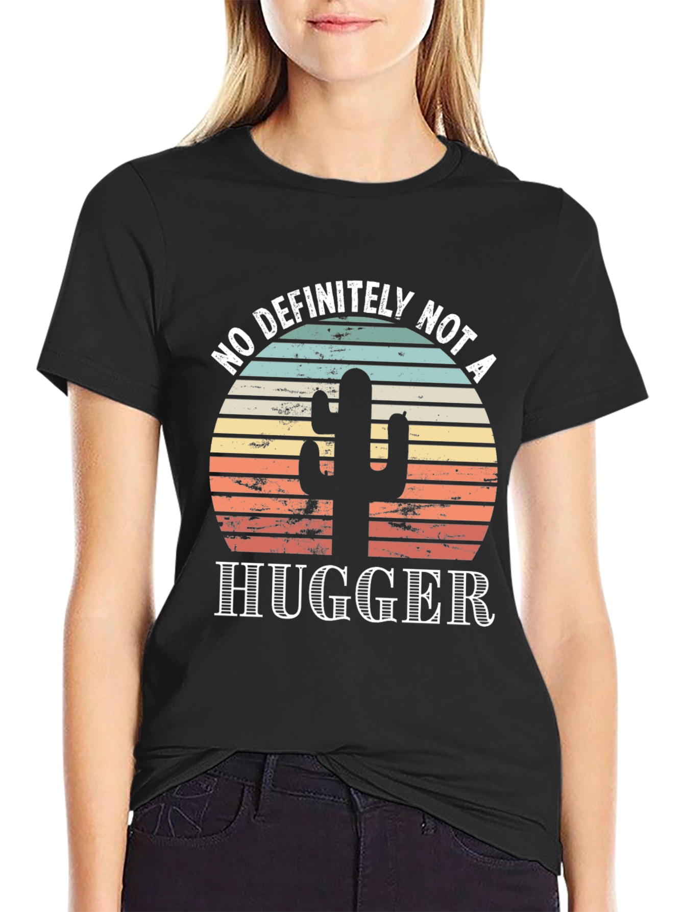 No Hugger Cactus Graphic Tee - Unisex Black Cotton T-Shirt