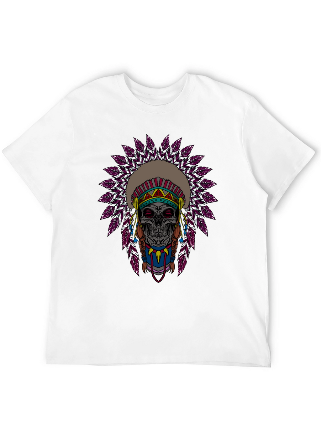 Skull Indian Headdress Graphic T-Shirt