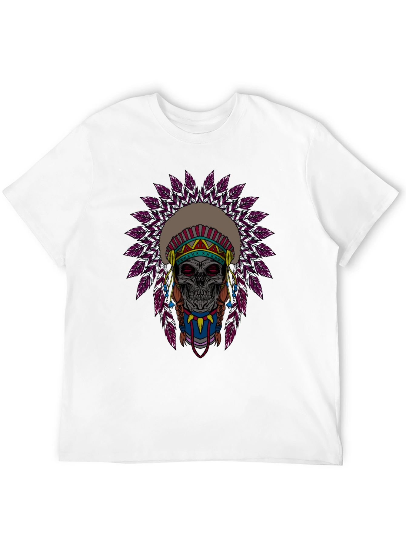 Skull Indian Headdress Graphic T-Shirt
