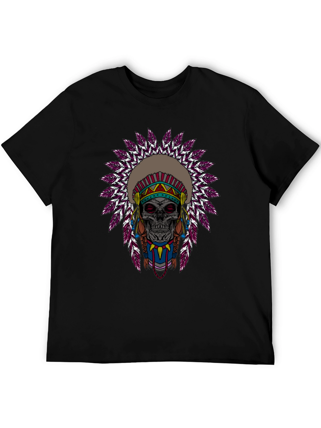 Skull Indian Headdress Graphic T-Shirt