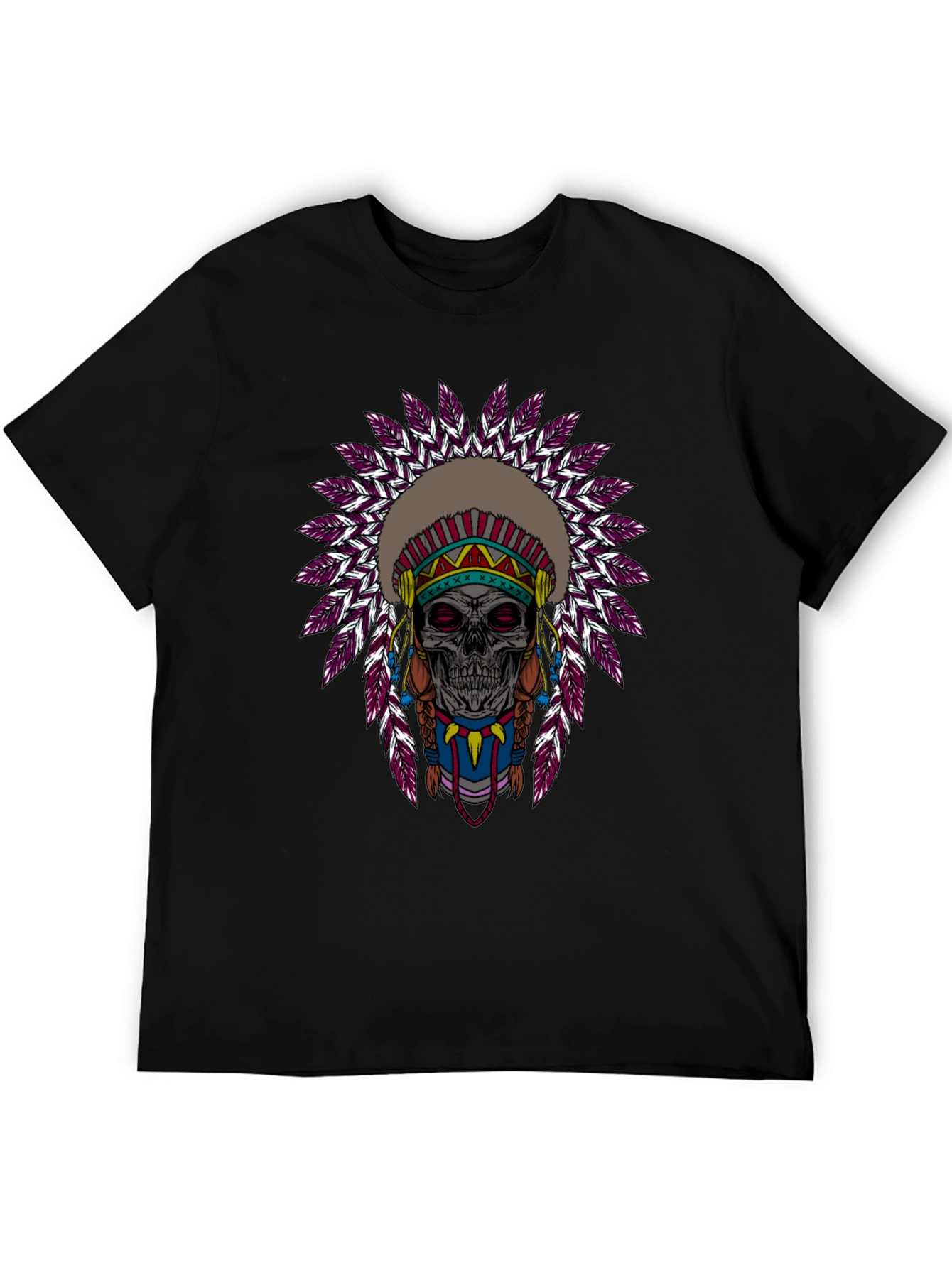 Skull Indian Headdress Graphic T-Shirt