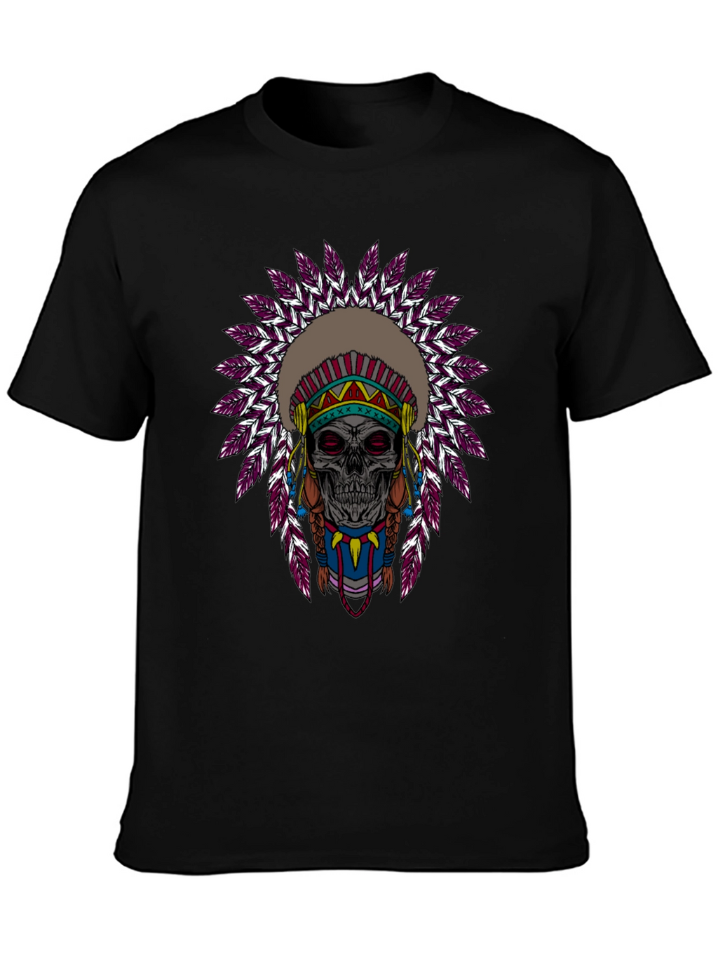 Skull Indian Headdress Graphic T-Shirt