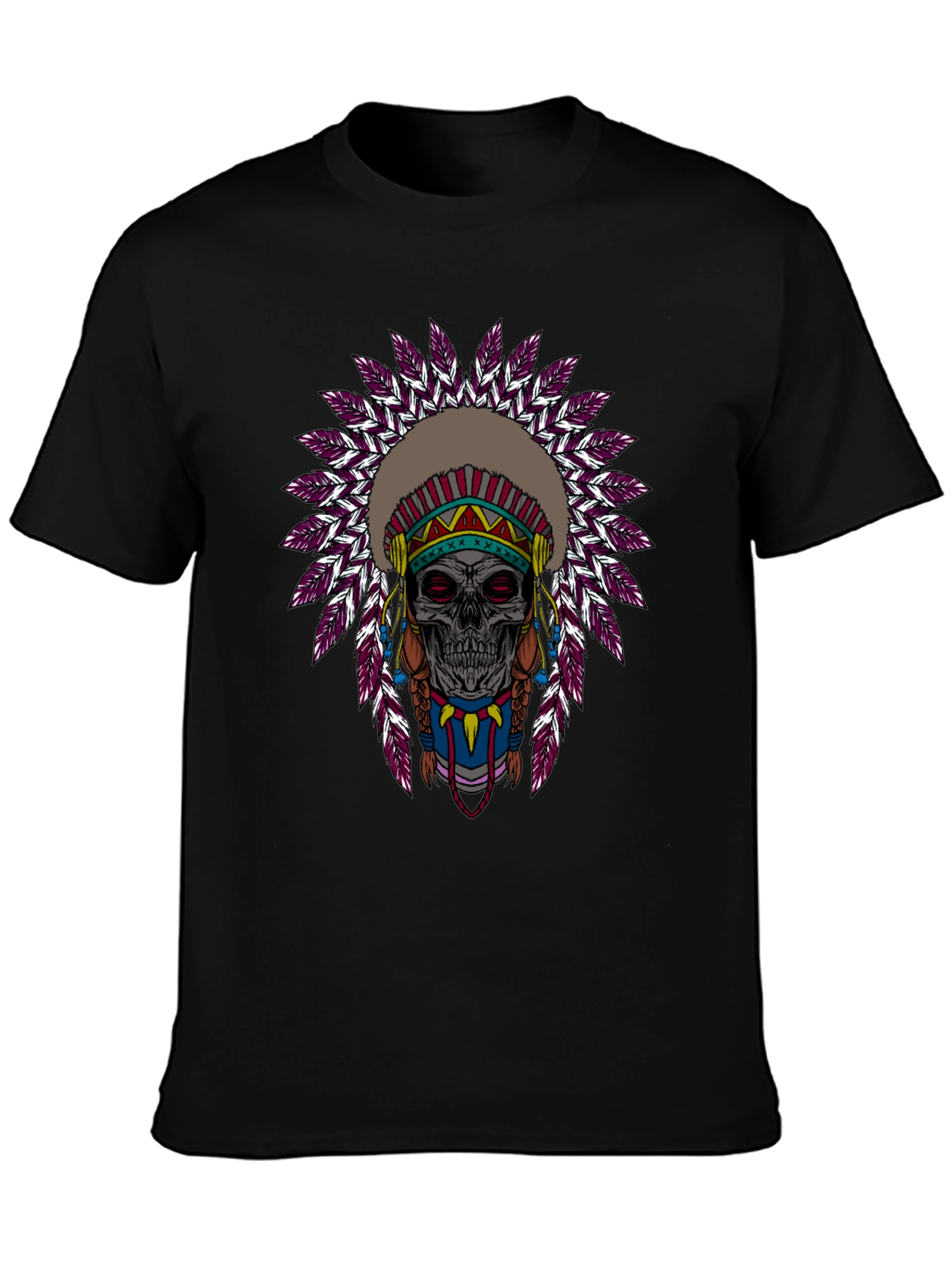 Skull Indian Headdress Graphic T-Shirt