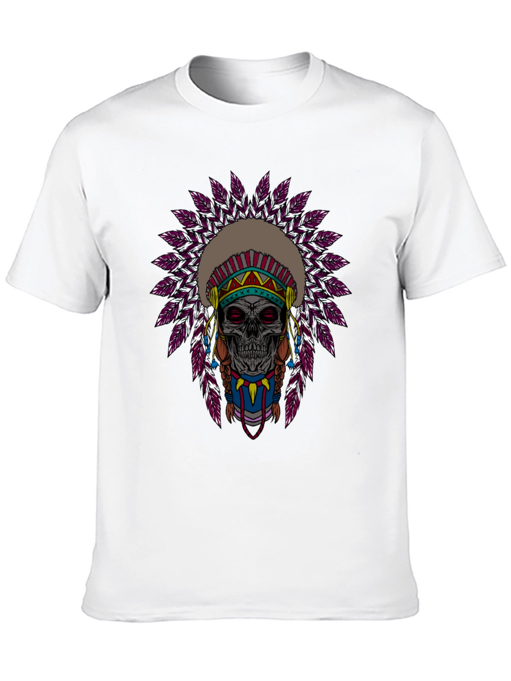 Skull Indian Headdress Graphic T-Shirt