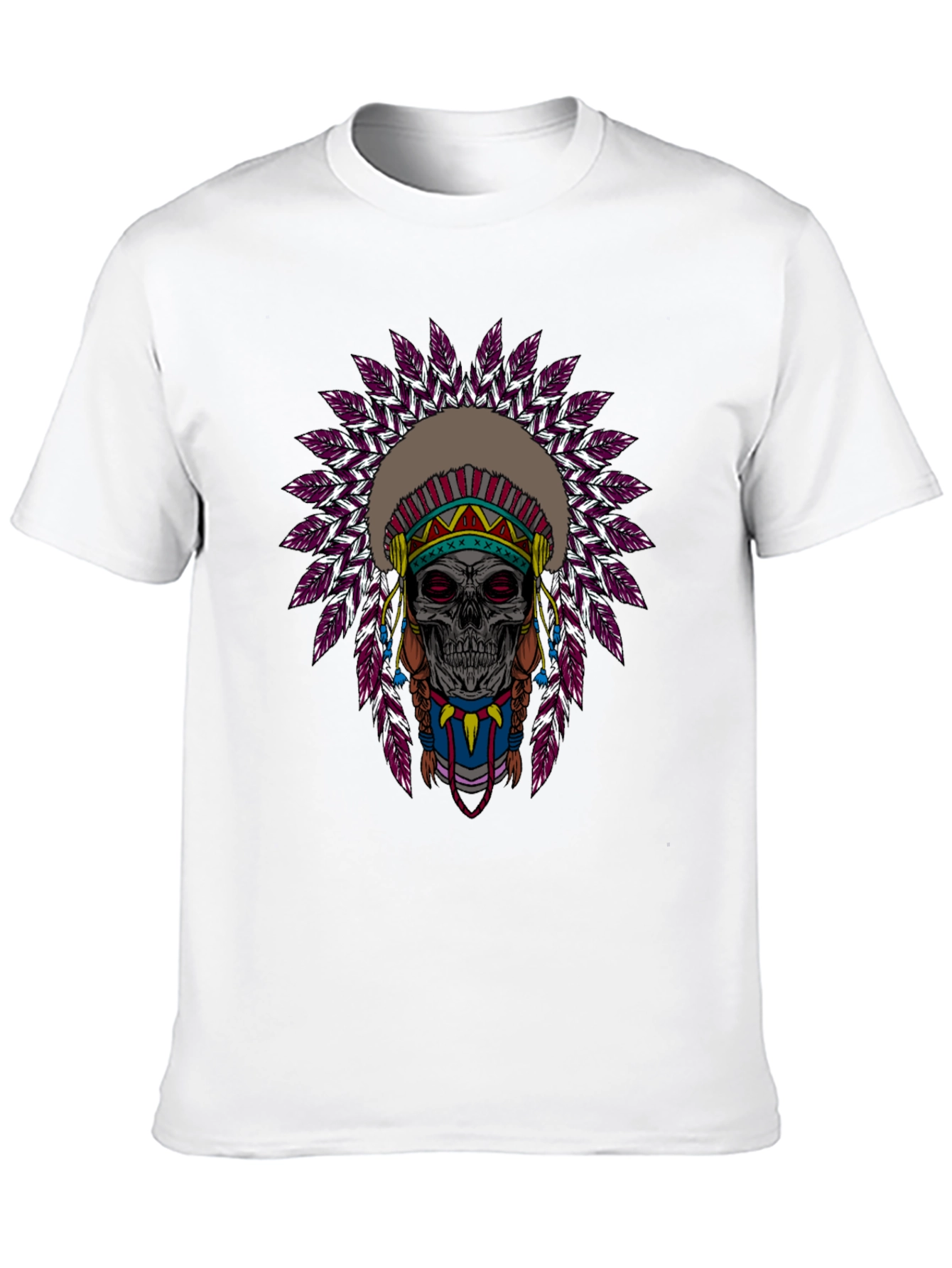 Skull Indian Headdress Graphic T-Shirt