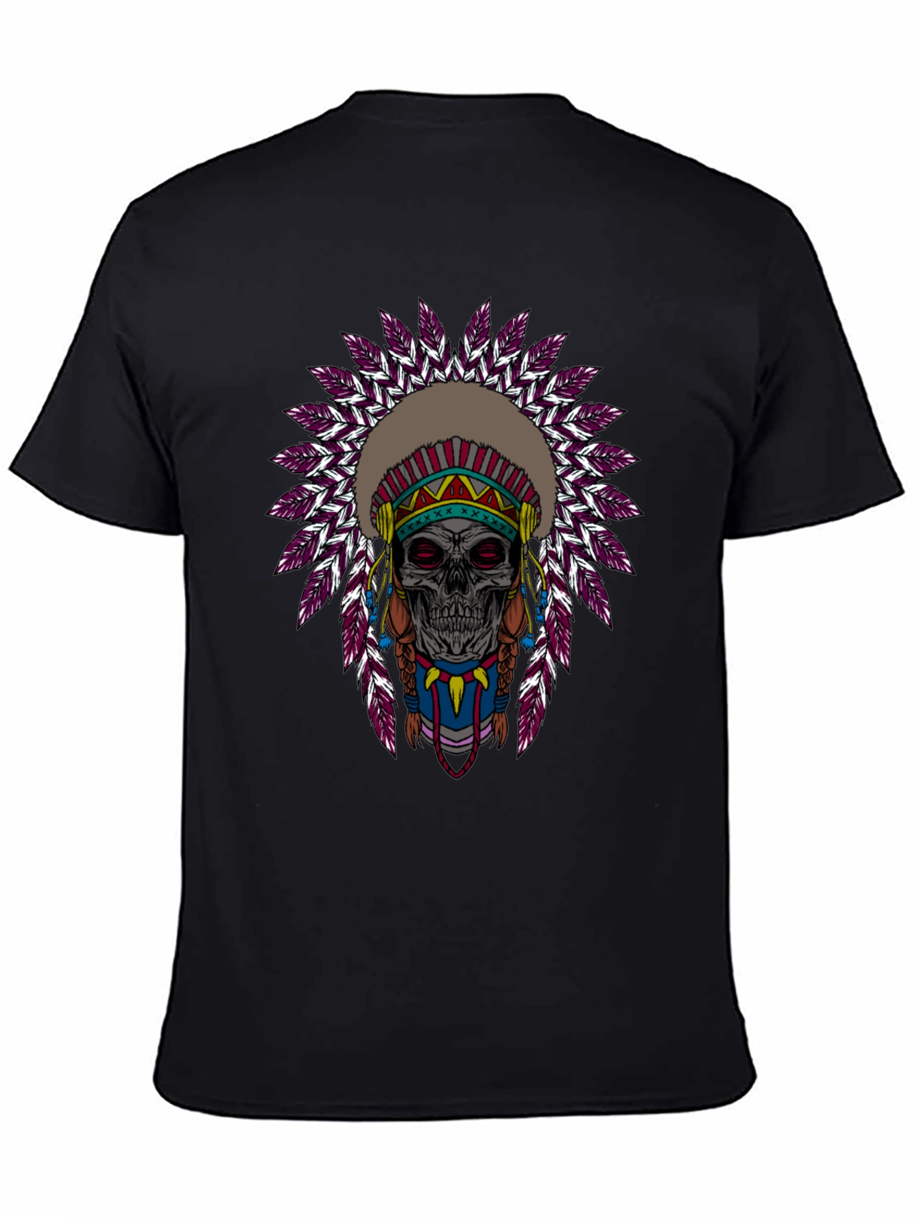 Skull Indian Headdress Graphic T-Shirt