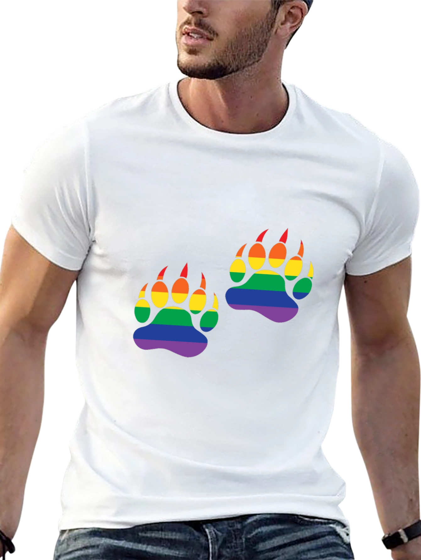 Rainbow Bear Paw Print T-Shirt