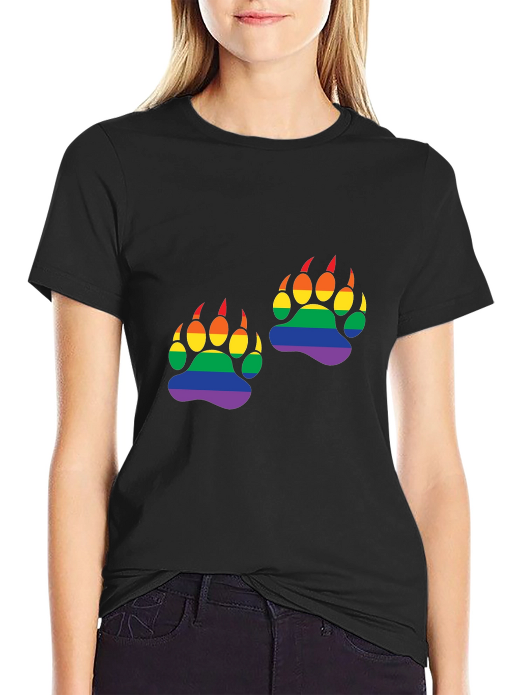 Rainbow Bear Paw Print T-Shirt