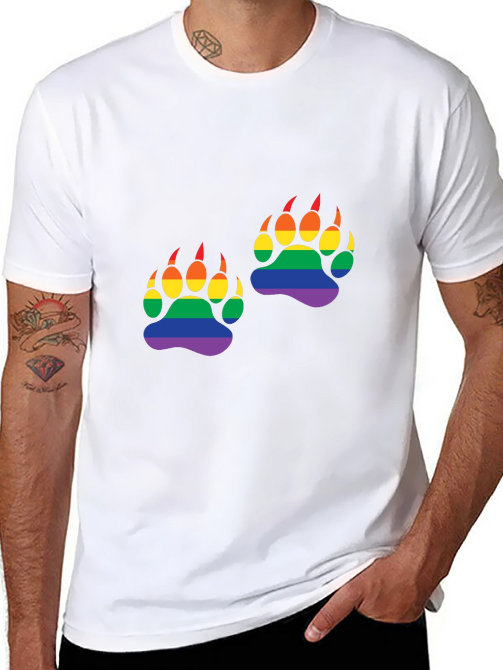 Rainbow Bear Paw Print T-Shirt