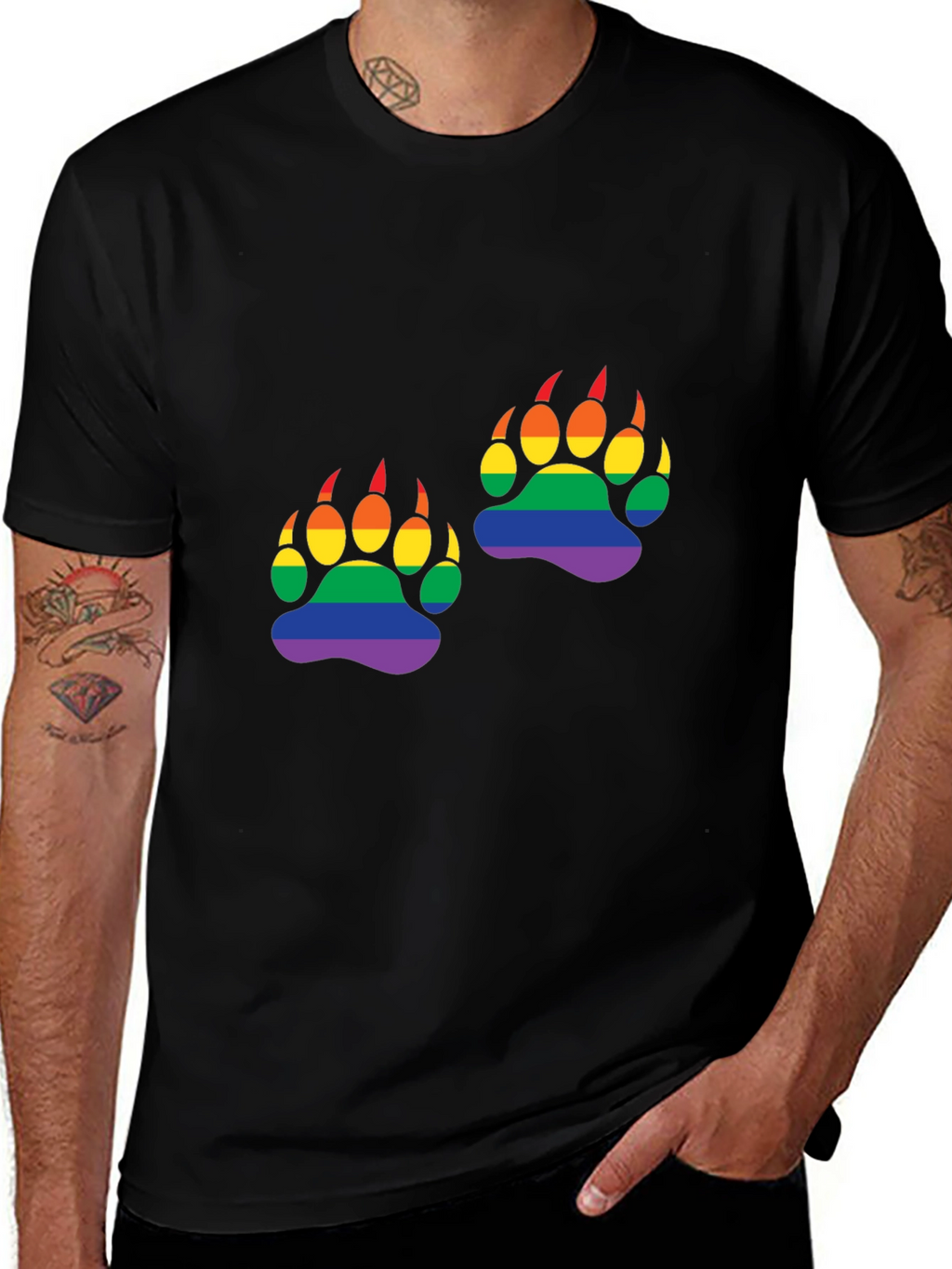 Rainbow Bear Paw Print T-Shirt