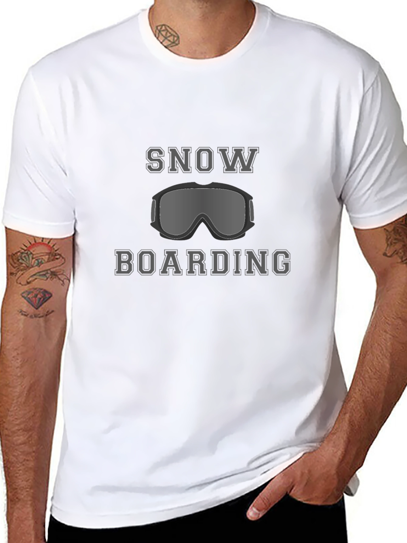 Snowboarding Graphic Tee - Black Casual T-Shirt