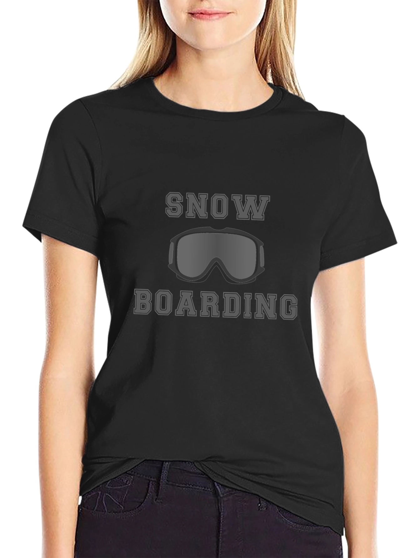 Snowboarding Graphic Tee - Black Casual T-Shirt