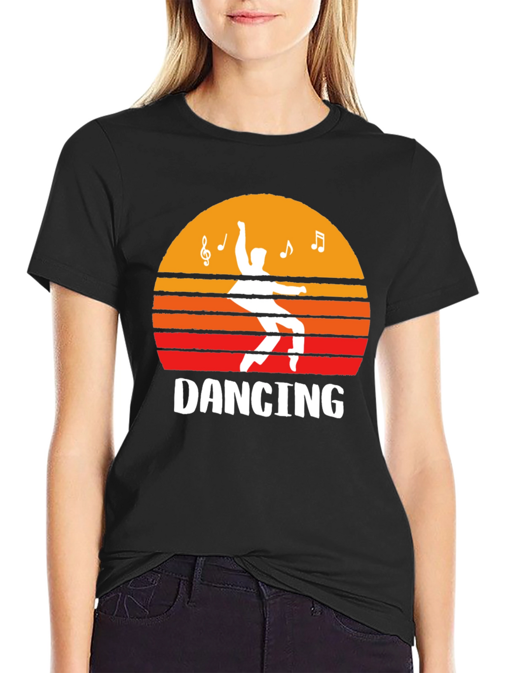 Dancing Sunset Graphic Tee - Black