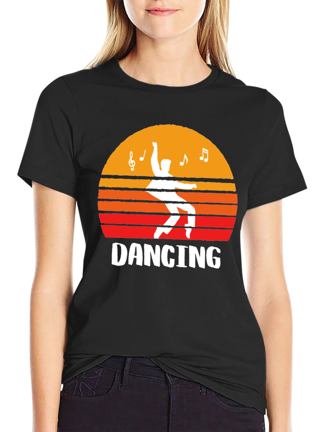 Dancing Sunset Graphic Tee - Black