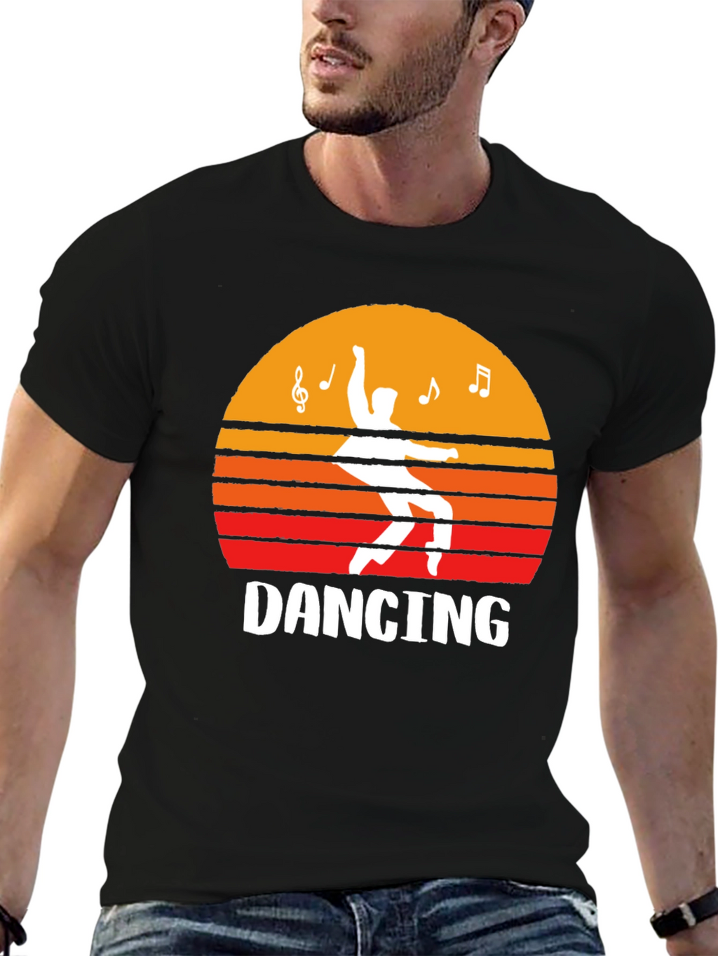 Dancing Sunset Graphic Tee - Black