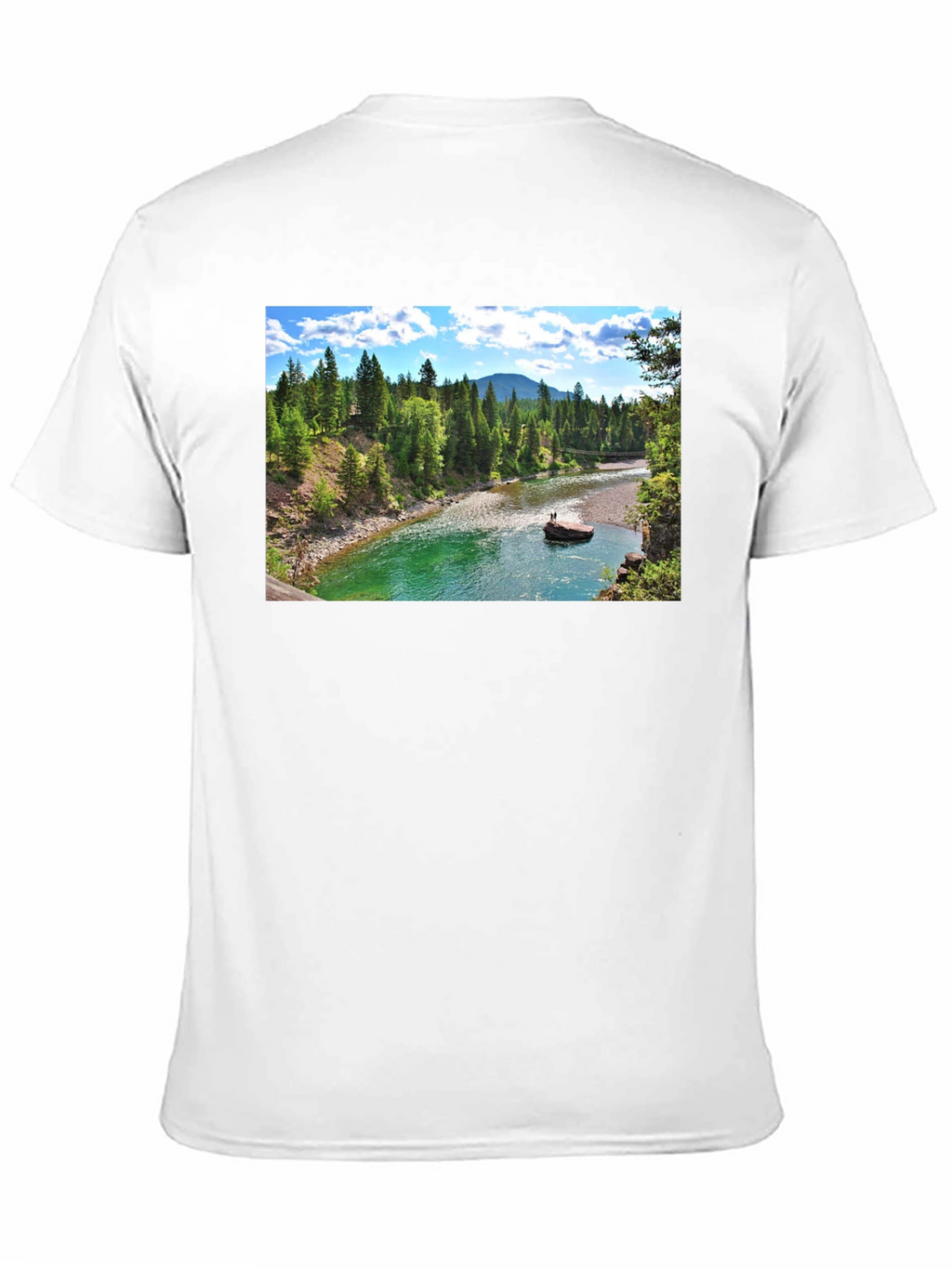 Scenic River Print Black T-Shirt