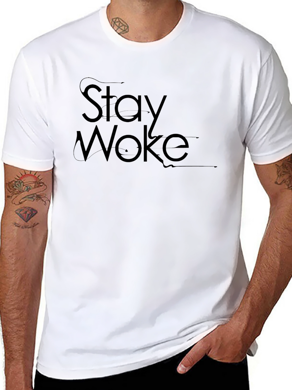 Stay Woke Graphic Tee - Black Casual T-Shirt