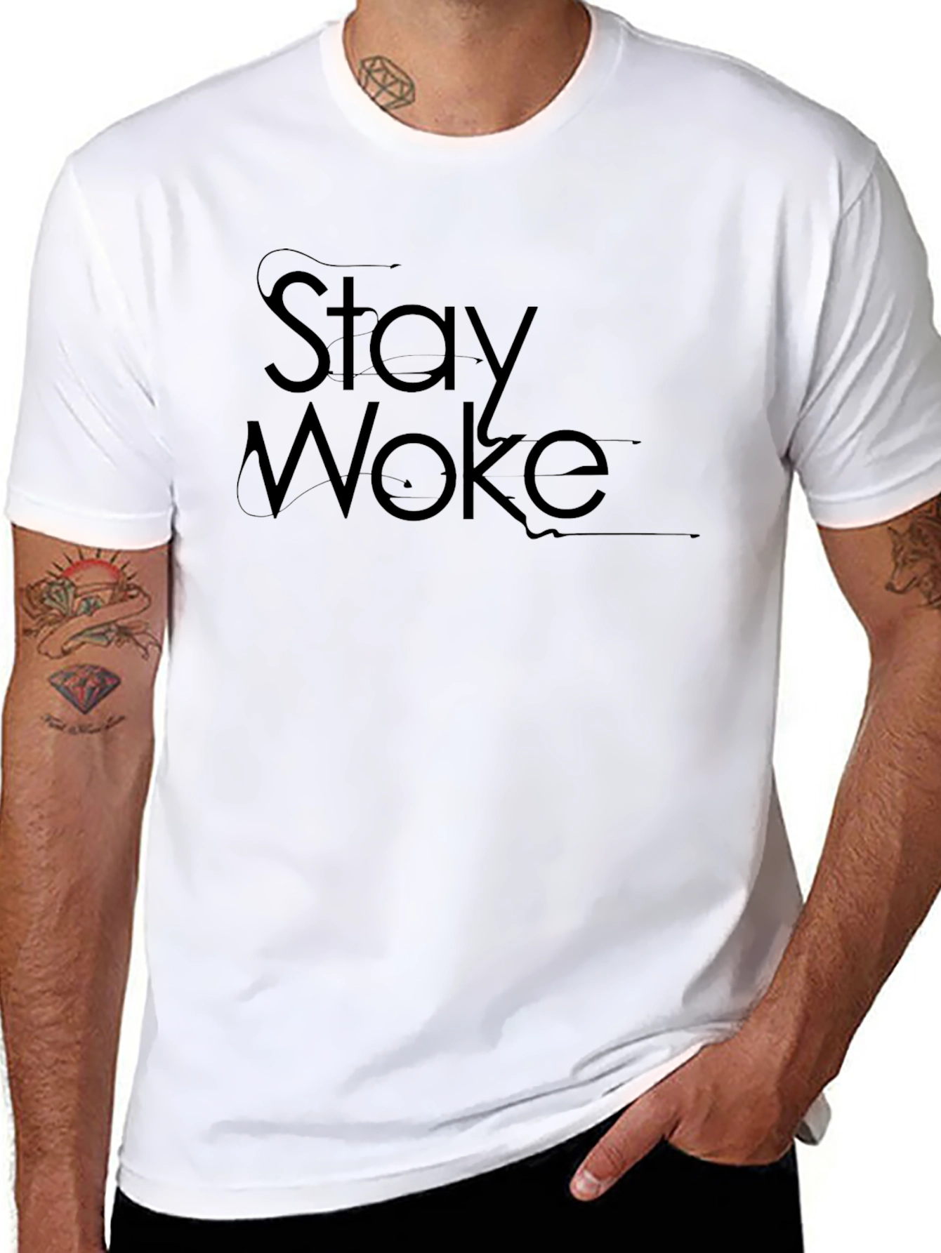 Stay Woke Graphic Tee - Black Casual T-Shirt