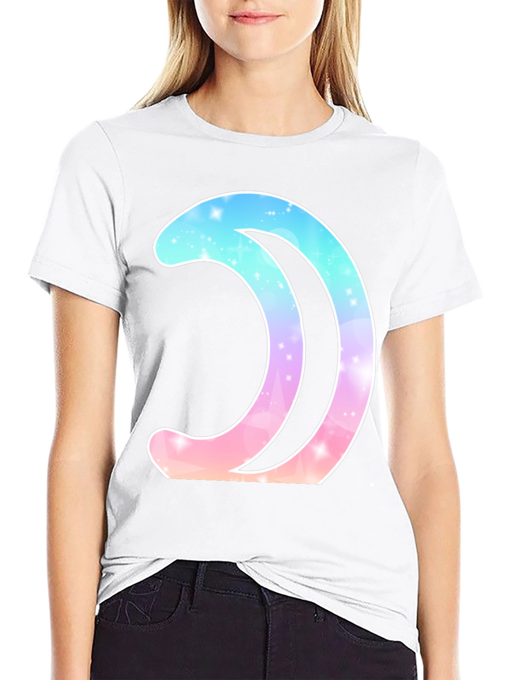 Galaxy Moon Graphic Tee - Stylish Black T-Shirt