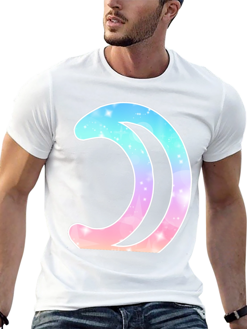 Galaxy Moon Graphic Tee - Stylish Black T-Shirt