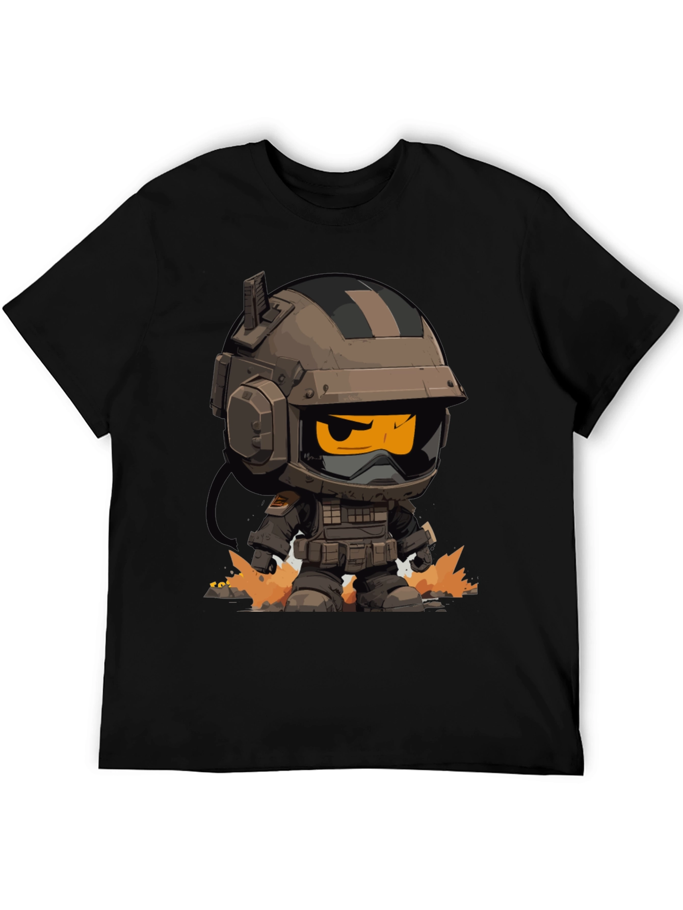 Cartoon Soldier Graphic Tee - Black