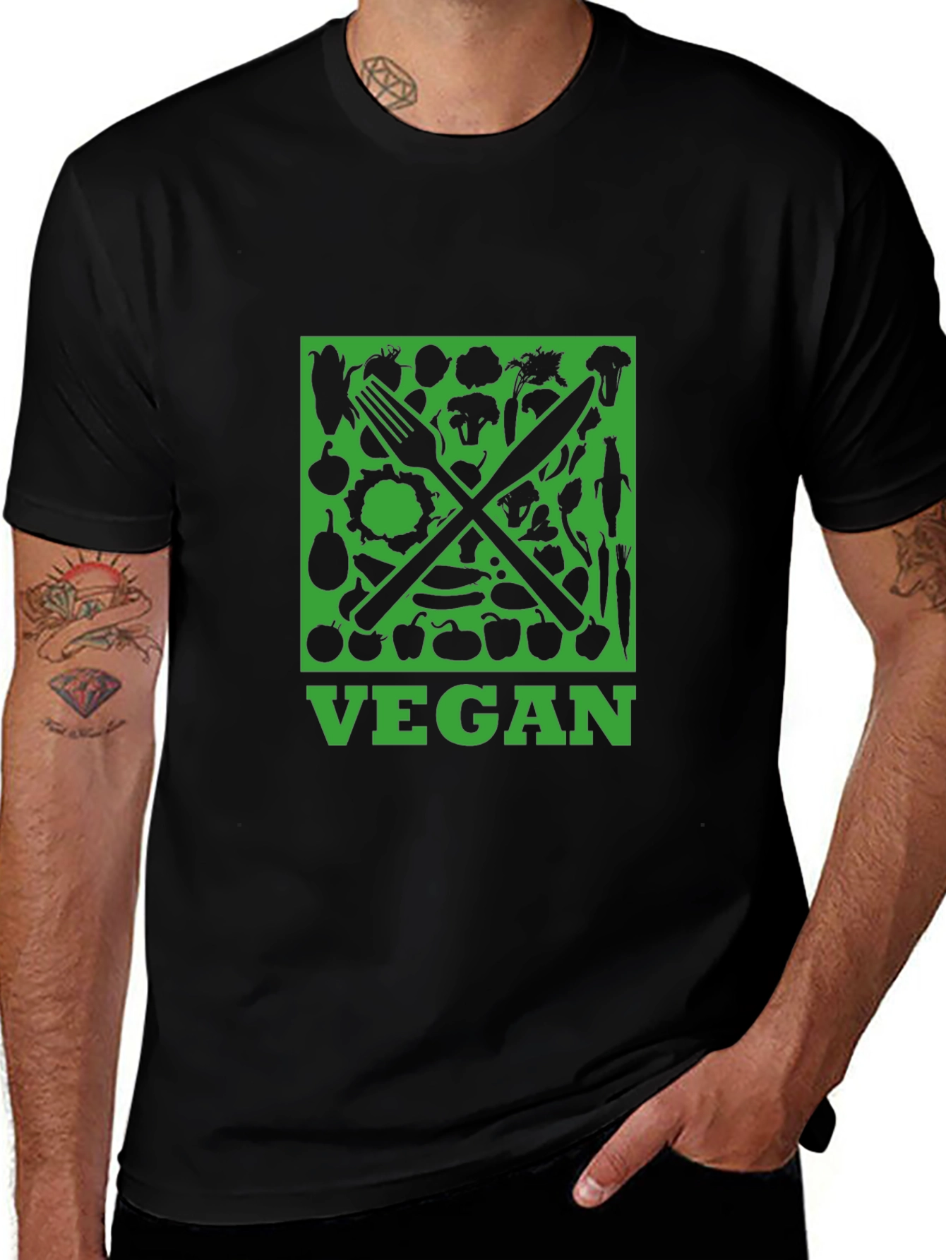 Vegan T-Shirt - Fork & Knife - Vegetarian Food