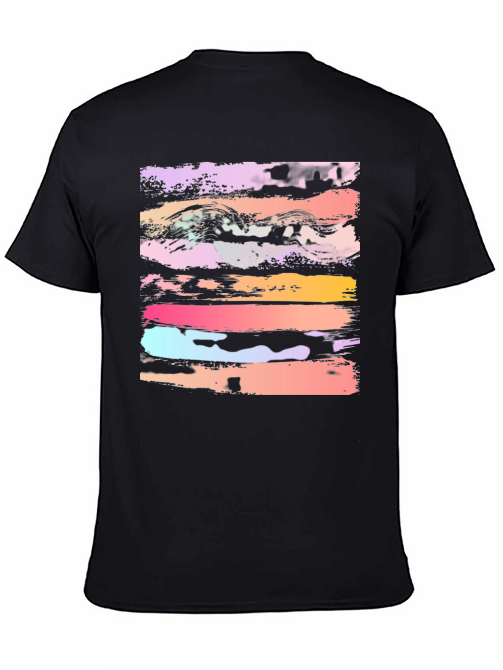 Abstract Brushstroke Graphic Black T-Shirt