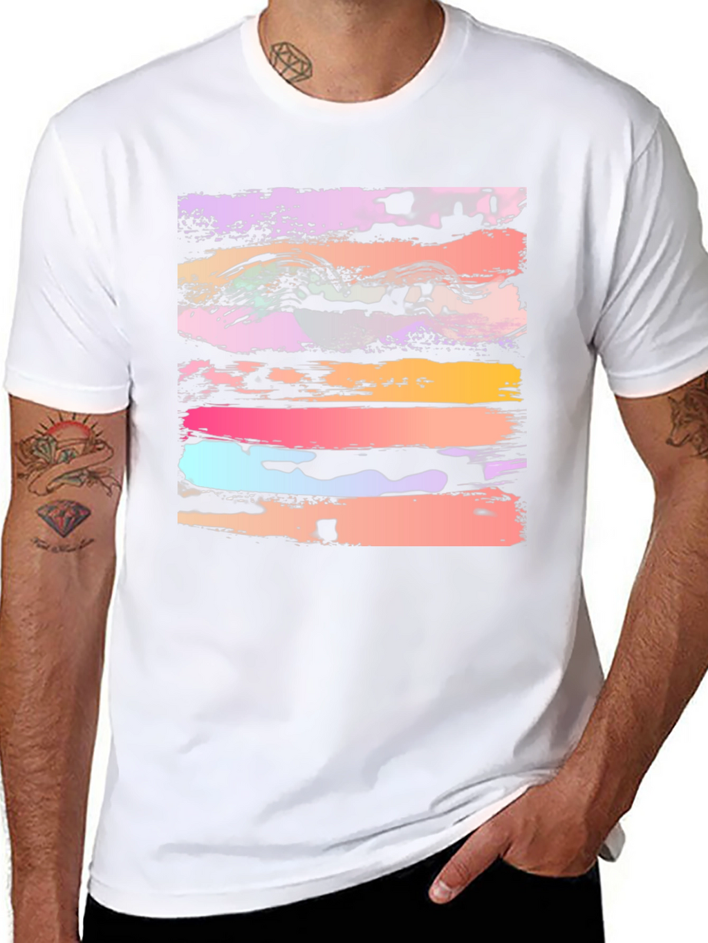 Abstract Brushstroke Graphic Black T-Shirt