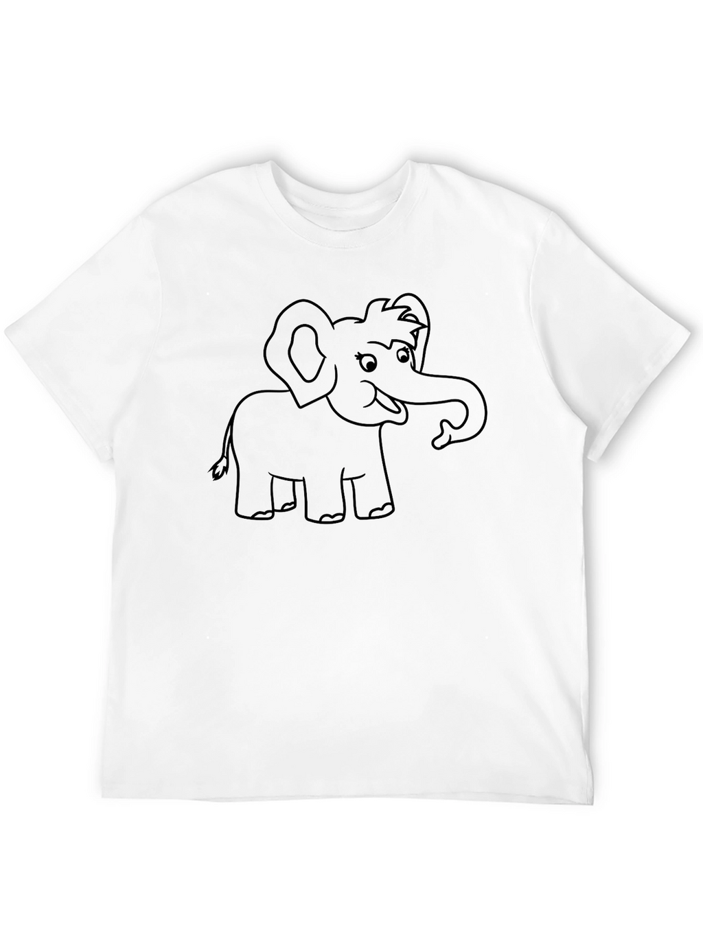 Cartoon Elephant Graphic Tee - Black Cotton T-Shirt