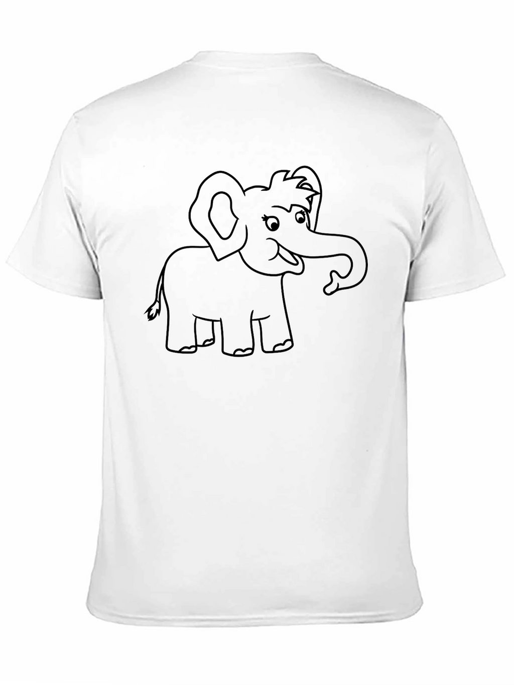 Cartoon Elephant Graphic Tee - Black Cotton T-Shirt