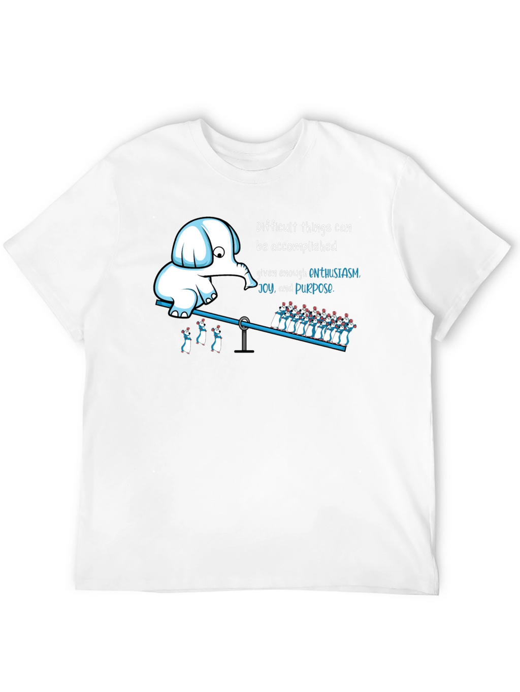Enthusiasm T-Shirt: Elephant & Penguins on a Seesaw