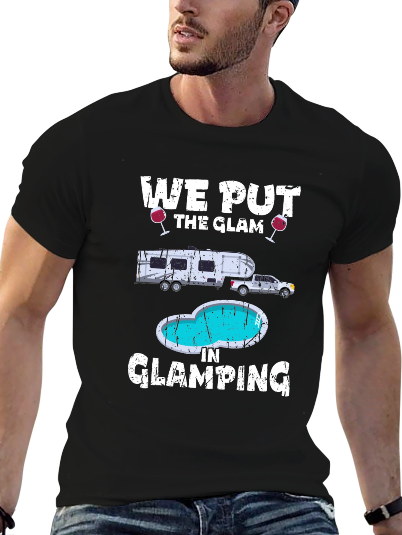 Glamorous Glamping T-Shirt: RV & Pool Design