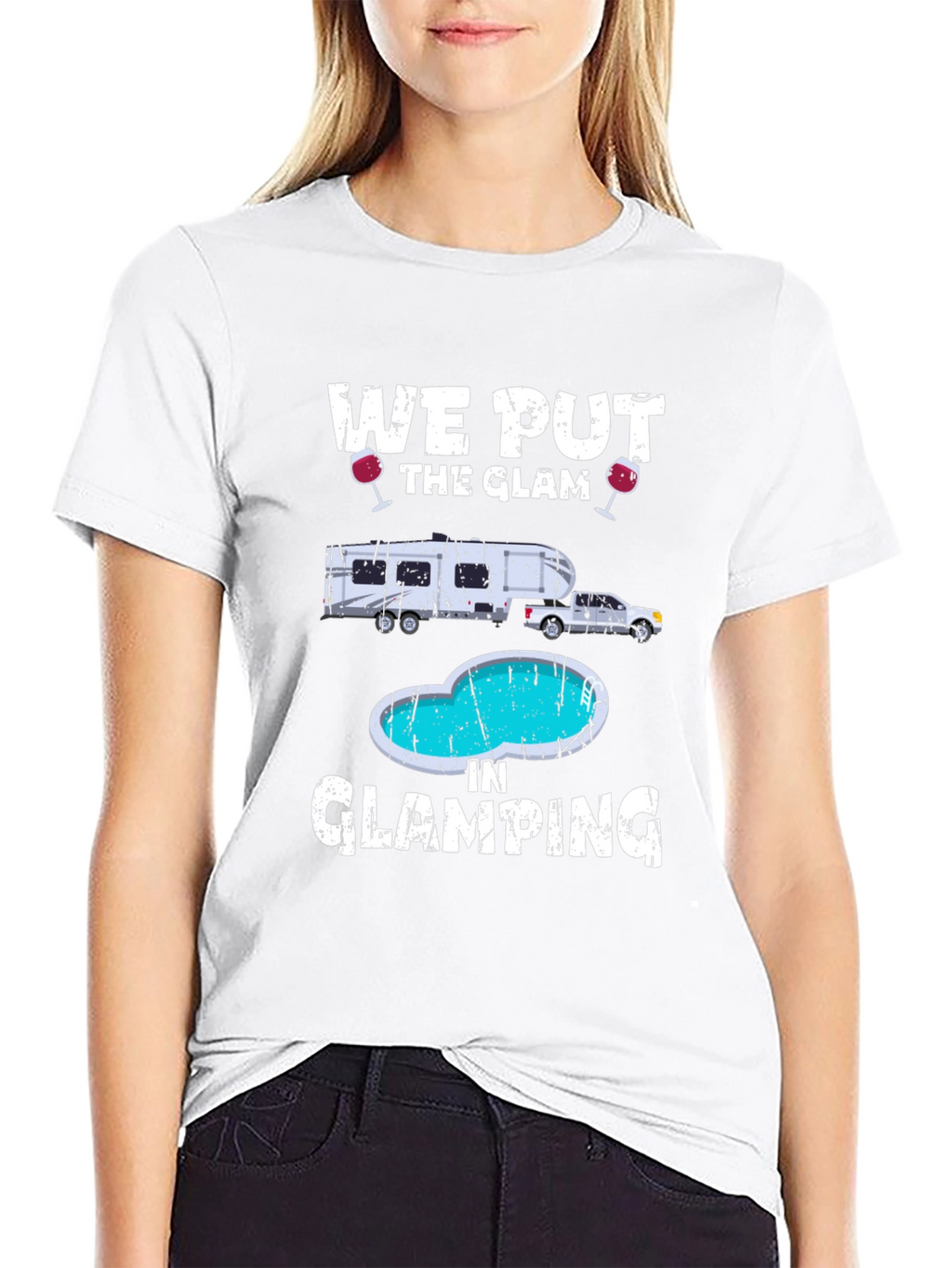 Glamorous Glamping T-Shirt: RV & Pool Design