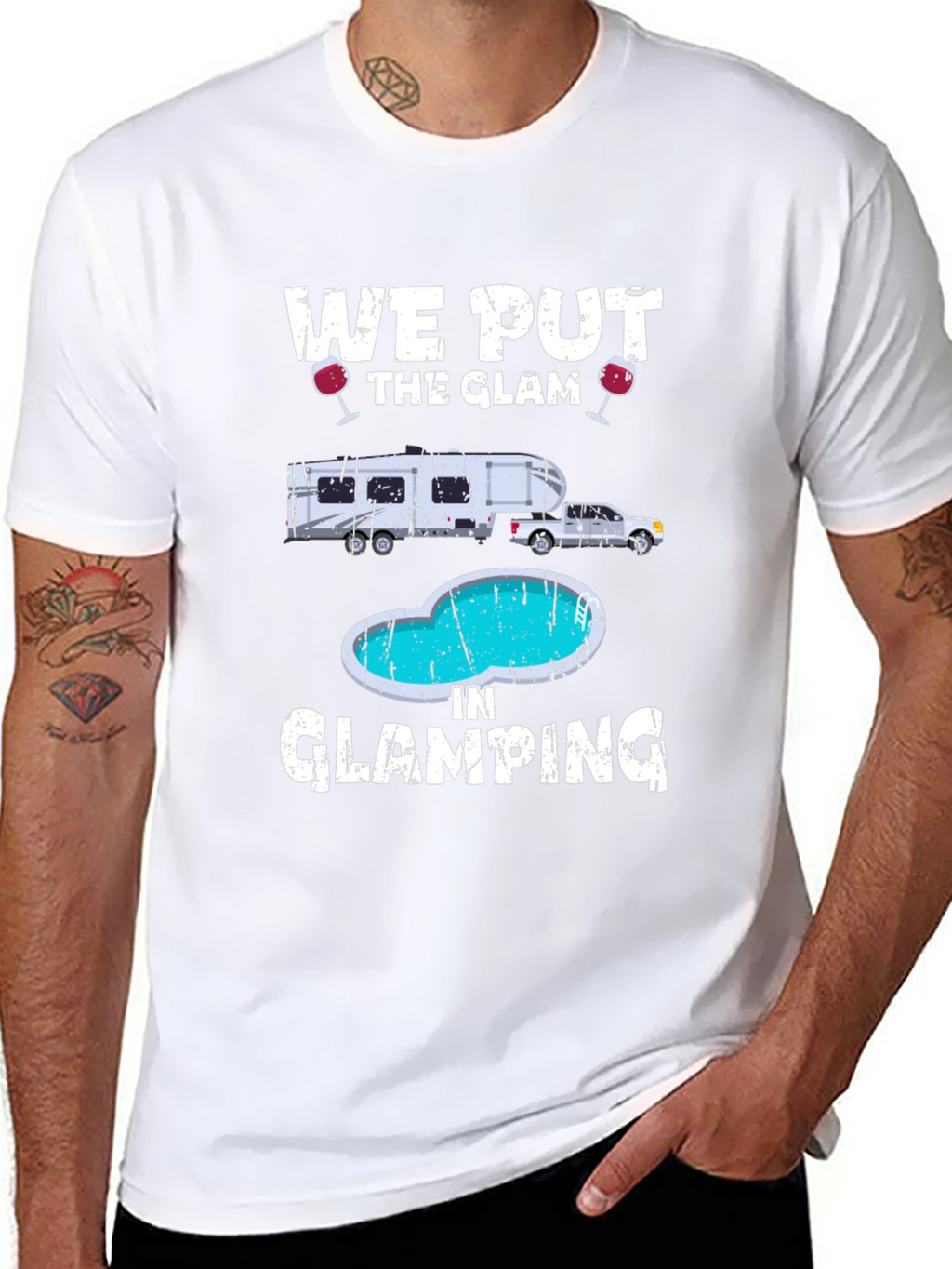 Glamorous Glamping T-Shirt: RV & Pool Design