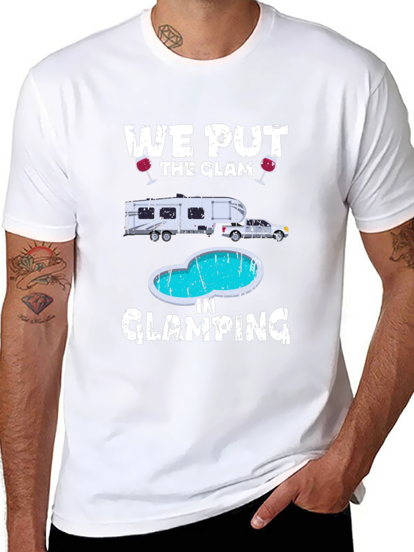 Glamorous Glamping T-Shirt: RV & Pool Design