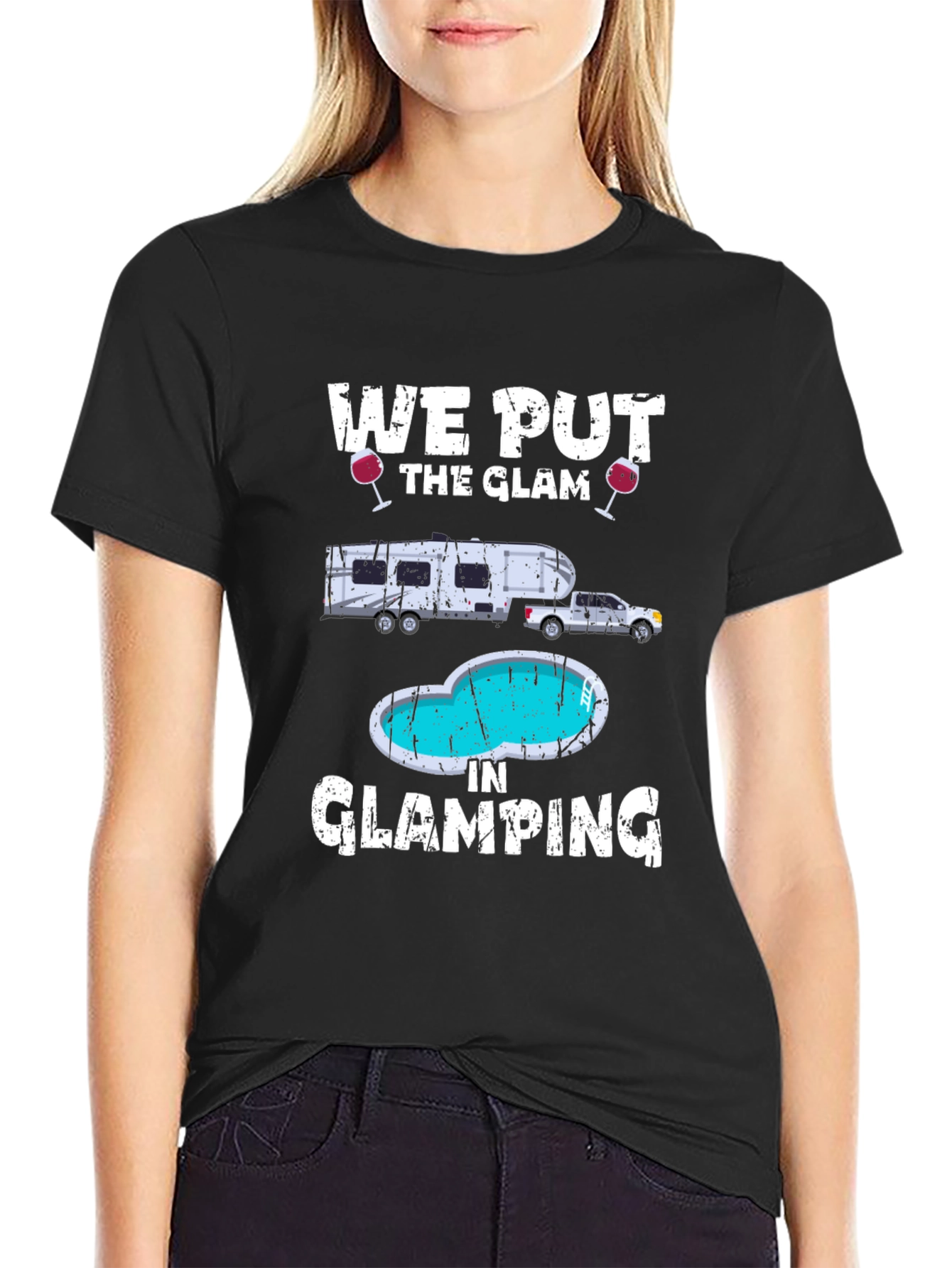 Glamorous Glamping T-Shirt: RV & Pool Design