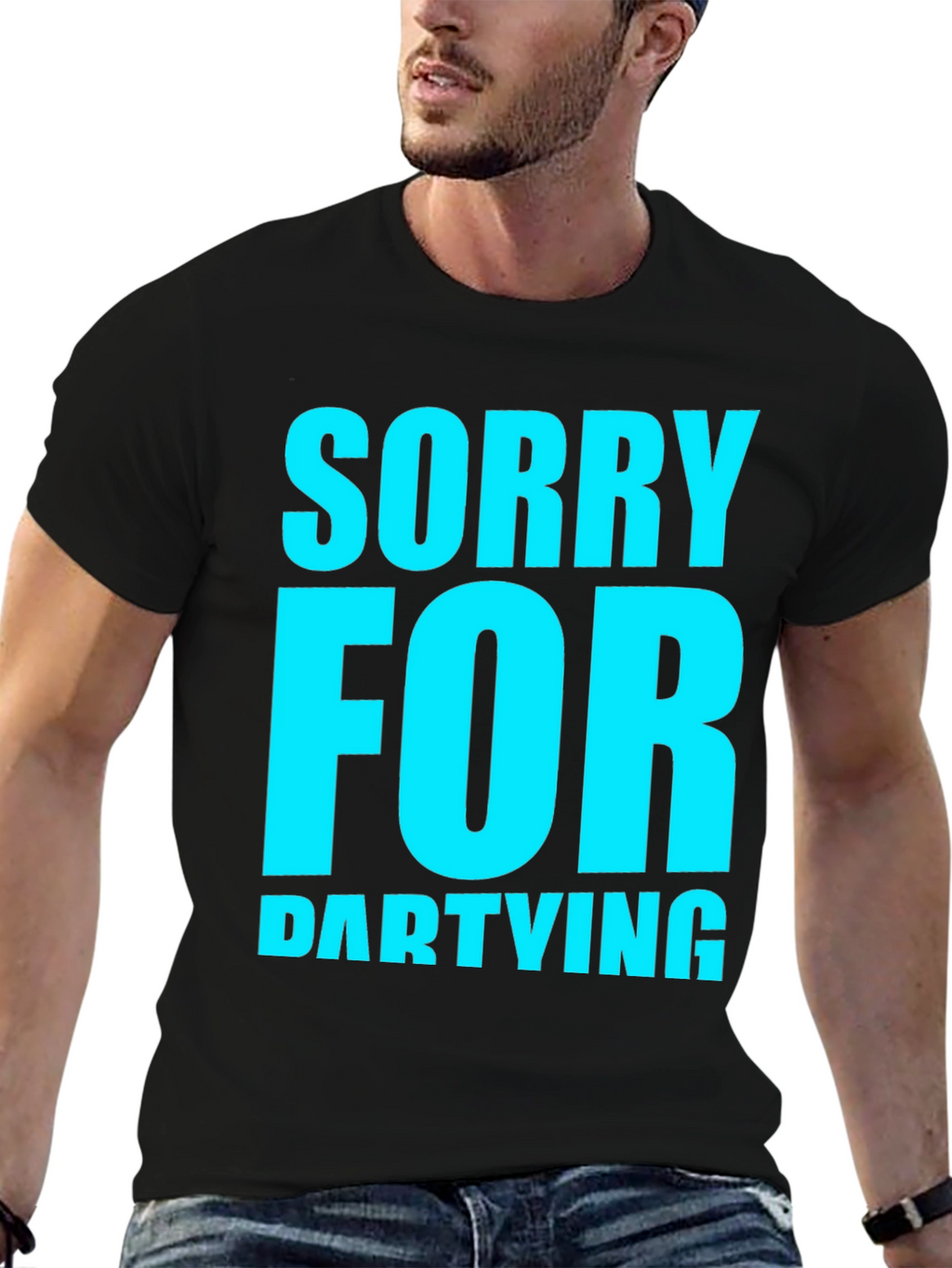 Sorry For Partying Black Graphic Tee