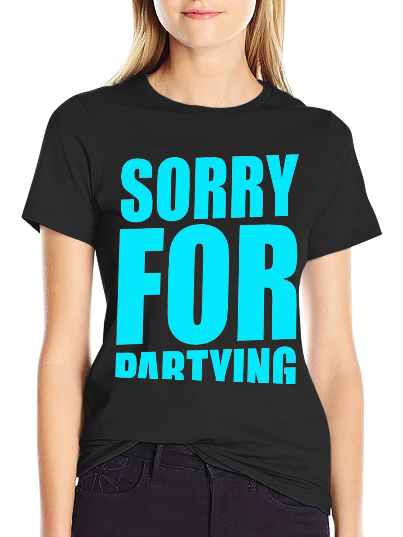 Sorry For Partying Black Graphic Tee