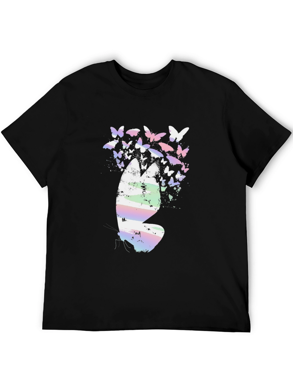 Butterfly Graphic Print Black T-Shirt