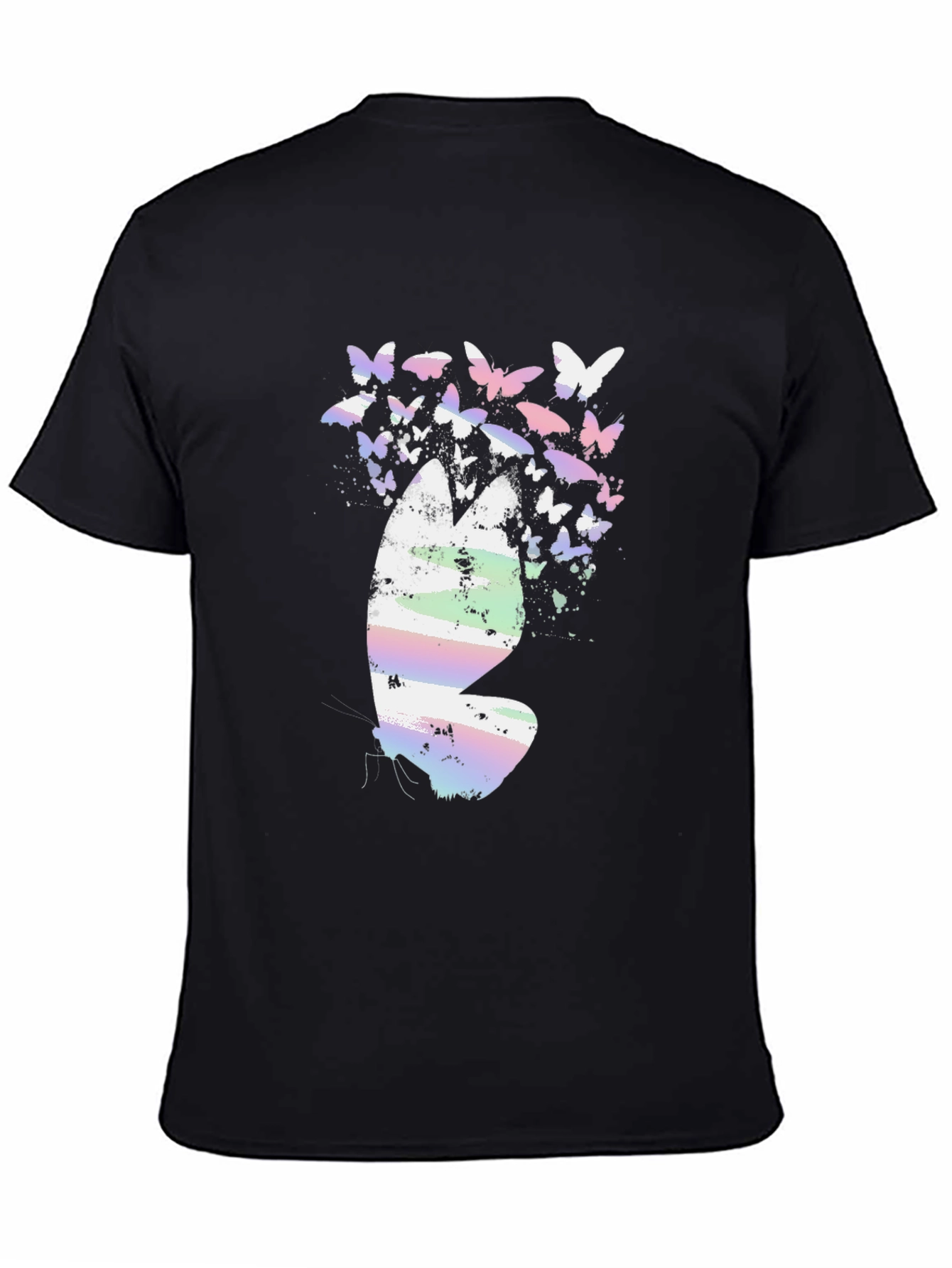 Butterfly Graphic Print Black T-Shirt