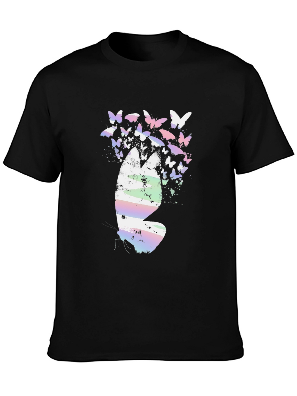 Butterfly Graphic Print Black T-Shirt