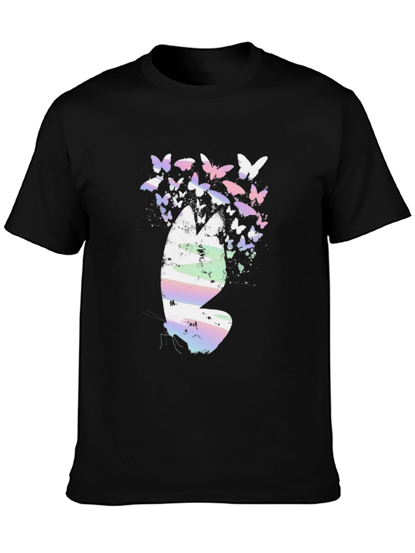 Butterfly Graphic Print Black T-Shirt