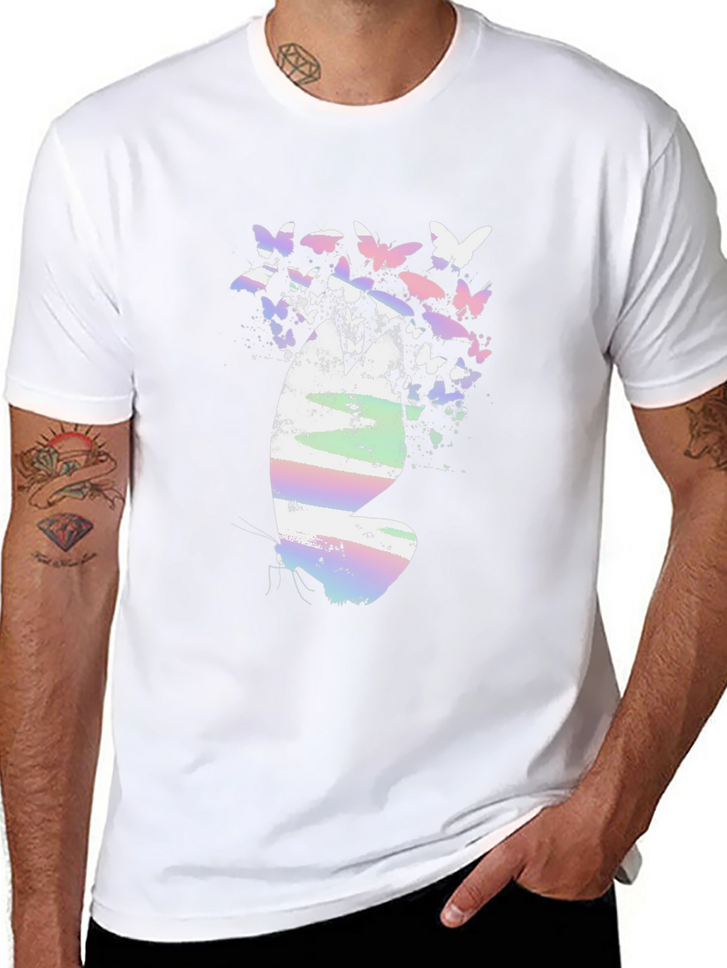 Butterfly Graphic Print Black T-Shirt