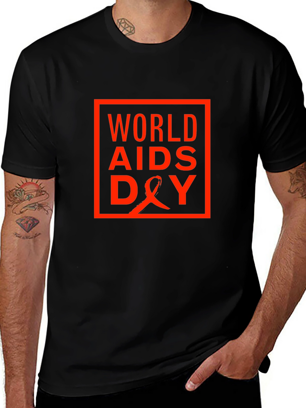 World Aids Day T-Shirt - Black Cotton Blend