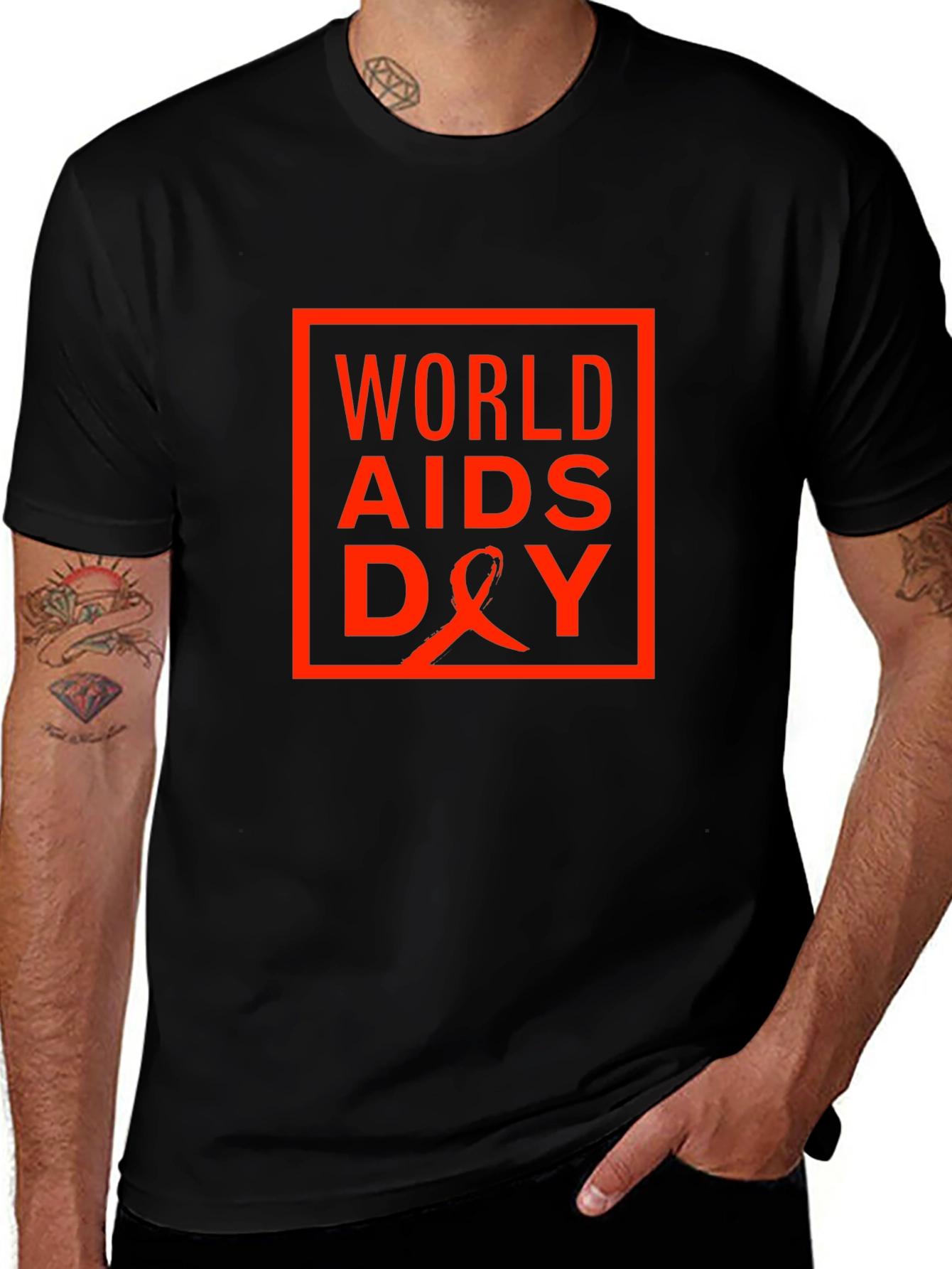 World Aids Day T-Shirt - Black Cotton Blend