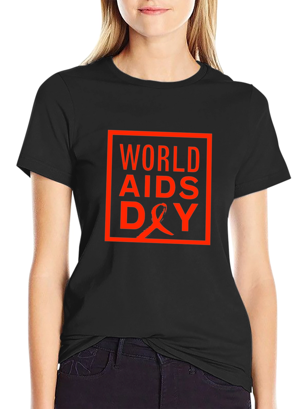 World Aids Day T-Shirt - Black Cotton Blend